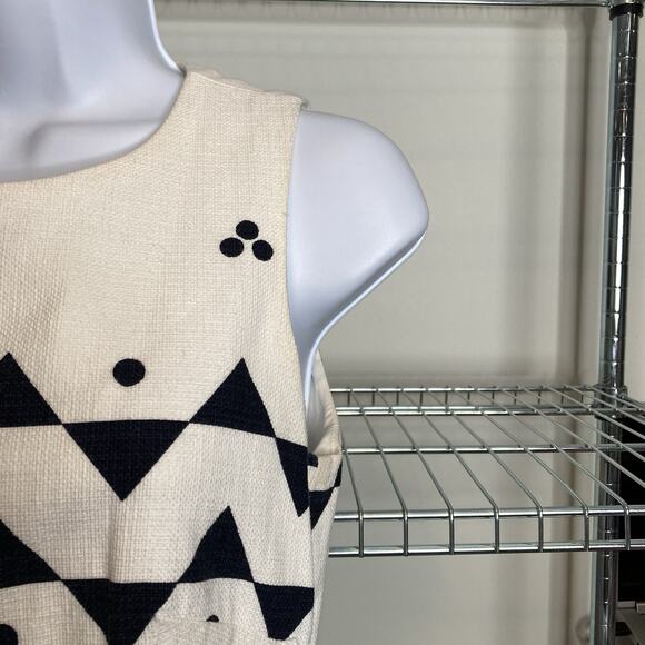 J Crew Women's White Black Bold Textured Geometric‎ Print Dress Size 0 Modern - Picture 9 of 12